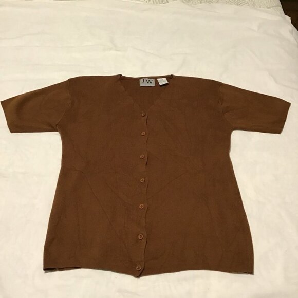 Jean Works & Company Scalloped V-neck Button front Cardigan Size M - Picture 3 of 8